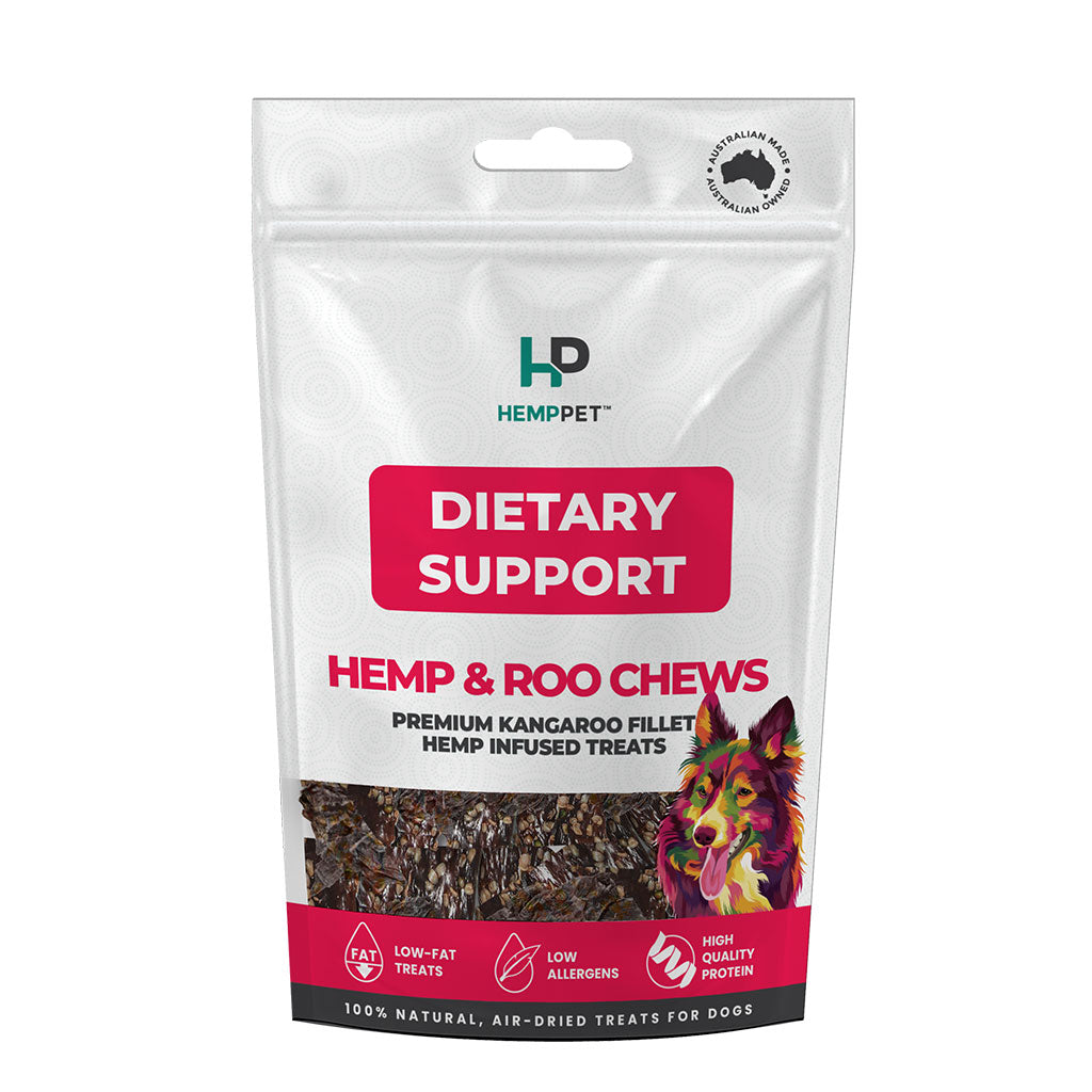 Dietary Support - Hemp Infused Roo Chews for Dogs 100g
