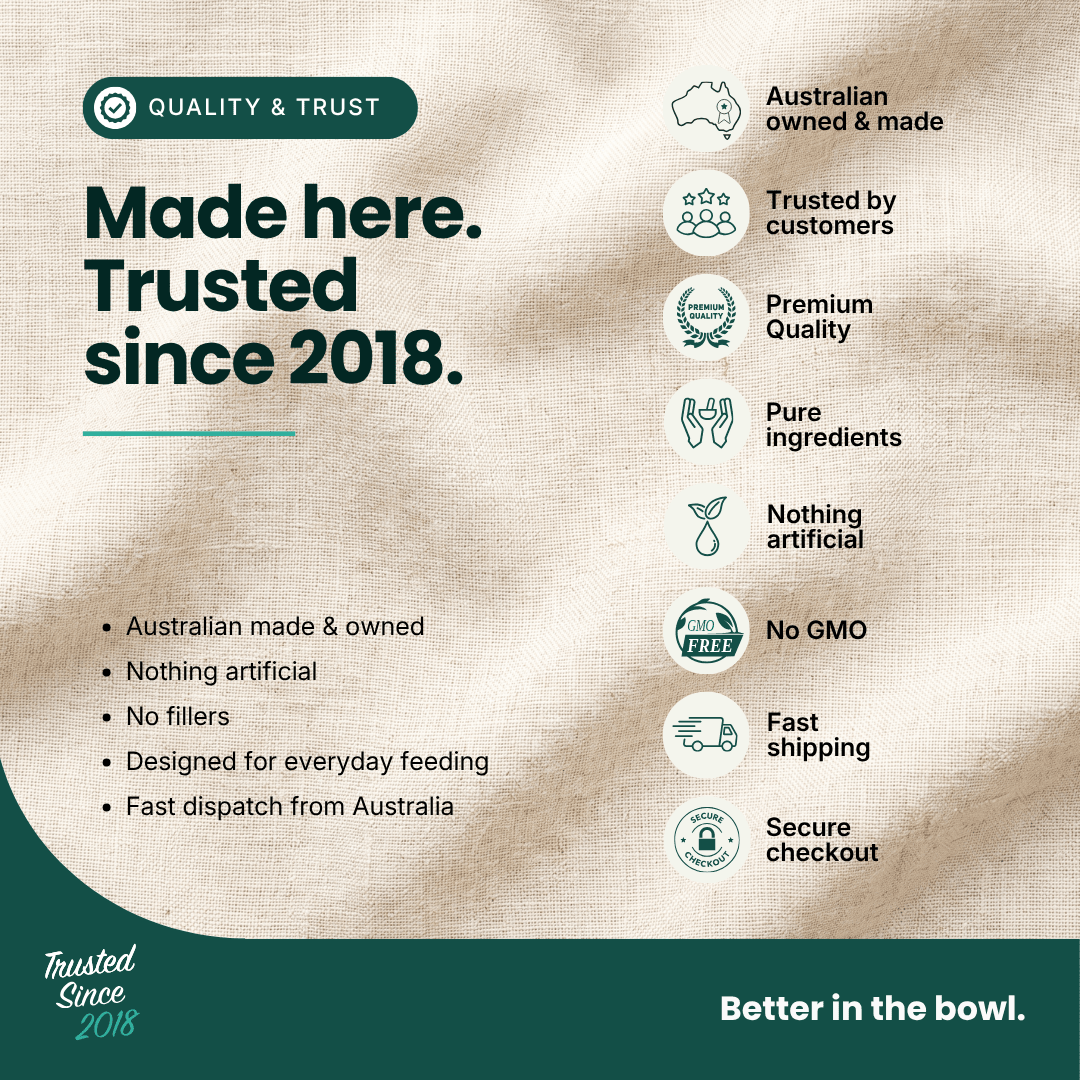 A promotional graphic for a bowl product with text reading 'Made here. Trusted since 2018.