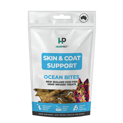 Skin & Coat Support - Hemp Infused New Zealand Hoki Fish Treats for Dogs 70g